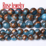 Natural Light Cloisonne Stone Round Beads 15 Inches Strand
