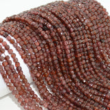 Natural Light Clean Malaya Garnet Cube Bead 4mm