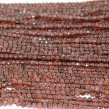 Natural Light Clean Malaya Garnet Cube Bead 4mm