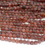 Natural Light Clean Malaya Garnet Cube Bead 4mm