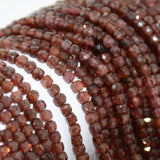 Natural Light Clean Malaya Garnet Cube Bead 4mm