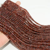 Natural Light Clean Malaya Garnet Cube Bead 4mm