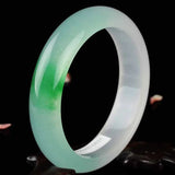 Natural Hand Carved Wide Green Bracelet Men Women Beauty Gift