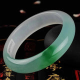 Natural Hand Carved Wide Green Bracelet Men Women Beauty Gift