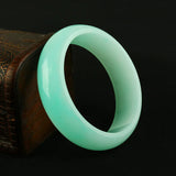 Hand-carved Wide Jade Bracelet - Blue-green Beauty Bracelet