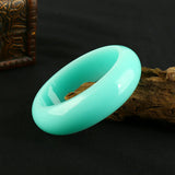 Hand-carved Wide Jade Bracelet - Blue-green Beauty Bracelet