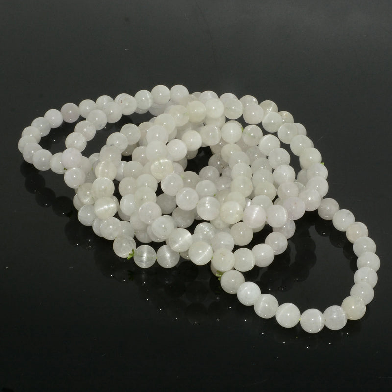 Natural Light Green Spodumene Round Beads Bracelets 8.2mm-8.5mm