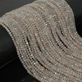 Natural Light Grey Brown Moonstone Faceted Round Beads 2.7mm