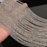 Natural Light Grey Brown Moonstone Faceted Round Beads 2.7mm