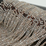 Natural Light Grey Brown Moonstone Faceted Round Beads 2.7mm