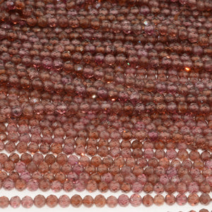 Natural Light Malaya Garnet Faceted Round Beads 3.2mm