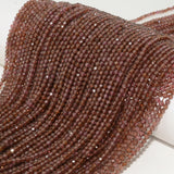 Natural Light Malaya Garnet Faceted Round Beads 3.2mm