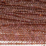 Natural Light Malaya Garnet Faceted Round Beads 3.2mm