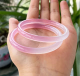 Natural Light Pink Hand Carved Round Bracelet Boutique Jewelry