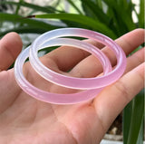 Natural Light Pink Hand Carved Round Bracelet Boutique Jewelry