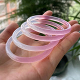 Natural Light Pink Hand Carved Round Bracelet Boutique Jewelry