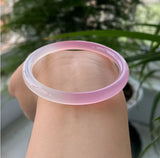 Natural Light Pink Hand Carved Round Bracelet Boutique Jewelry