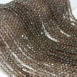 Natural Light Smoky Quartz 4mm Faceted Round Beads