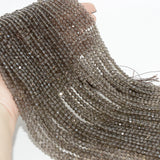 Natural Light Smoky Quartz 4mm Faceted Round Beads