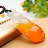 Natural Light Yellow Agate Chalcedony String Bean Pendant