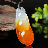 Natural Light Yellow Agate Chalcedony String Bean Pendant