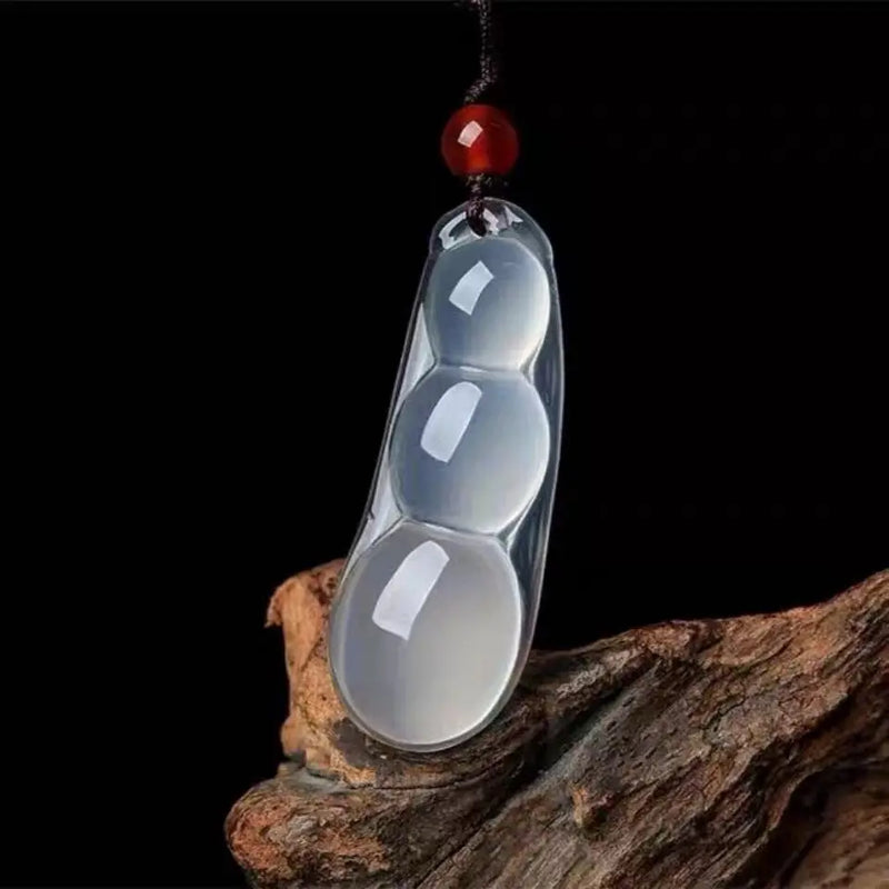 Natural Light Yellow Agate Chalcedony String Bean Pendant