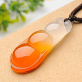 Natural Light Yellow Agate Chalcedony String Bean Pendant