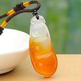 Natural Light Yellow Agate Chalcedony String Bean Pendant