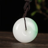Natural Light Green Jade Safety Buckle Pendant Gem Necklace for Women Jewelry