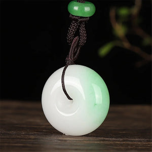 Natural Light Green Jade Safety Buckle Pendant Gem Necklace for Women Jewelry
