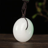 Natural Light Green Jade Safety Buckle Pendant Gem Necklace for Women Jewelry