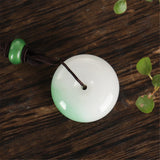 Natural Light Green Jade Safety Buckle Pendant Gem Necklace for Women Jewelry