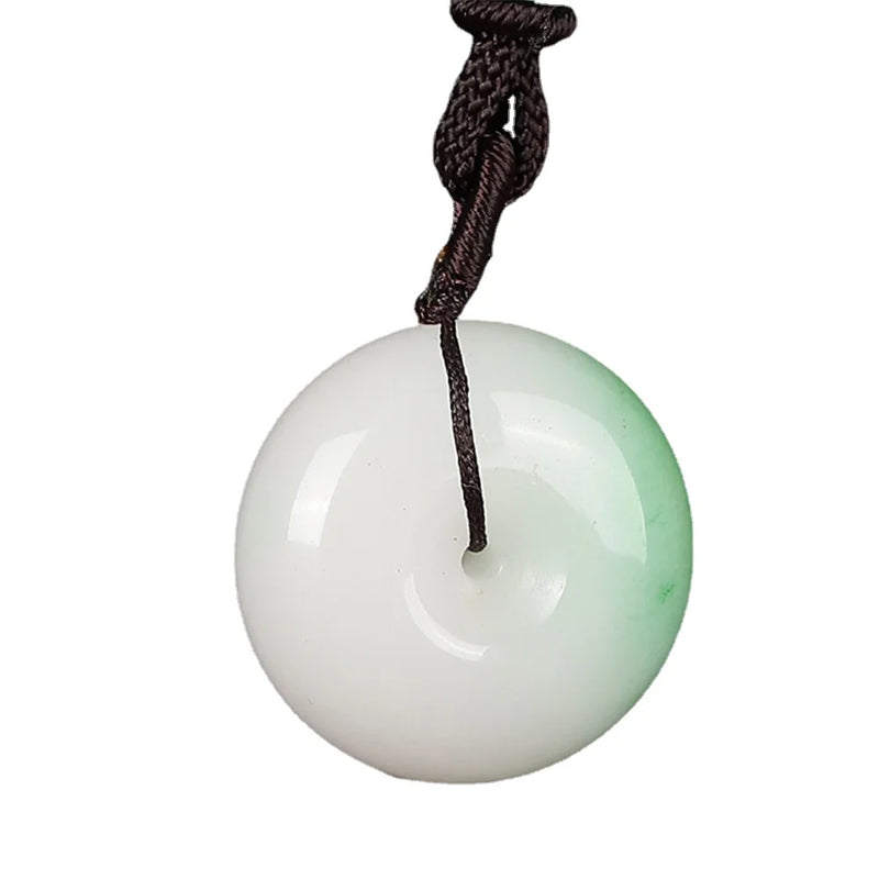 Natural Light Green Jade Safety Buckle Pendant Gem Necklace for Women Jewelry