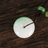 Natural Light Green Jade Safety Buckle Pendant Gem Necklace for Women Jewelry