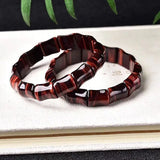 Lightning Red Tiger Eye Stone Bamboo Jade Bracelet