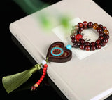 Red Sandalwood Bracelet with Fish & Insect Charm - DIY Wood Jewelry