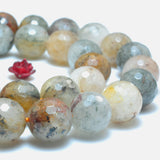 Natural Lodolite Quartz Faceted Round Beads Gemstone Bracelet Necklace Diy