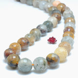 Natural Lodolite Quartz Faceted Round Beads Gemstone Bracelet Necklace Diy