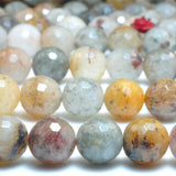 Natural Lodolite Quartz Faceted Round Beads Gemstone Bracelet Necklace Diy