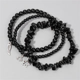 Lucite Fluorite Bracelet Set 3pcs Sun Wing Charm Star Beads Bangles