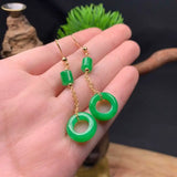 Natural Jadeite Jade Earrings 18k Hook Eardrop Holiday CARNIVAL FOOL'S