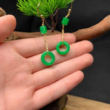 Natural Jadeite Jade Earrings 18k Hook Eardrop Holiday CARNIVAL FOOL'S