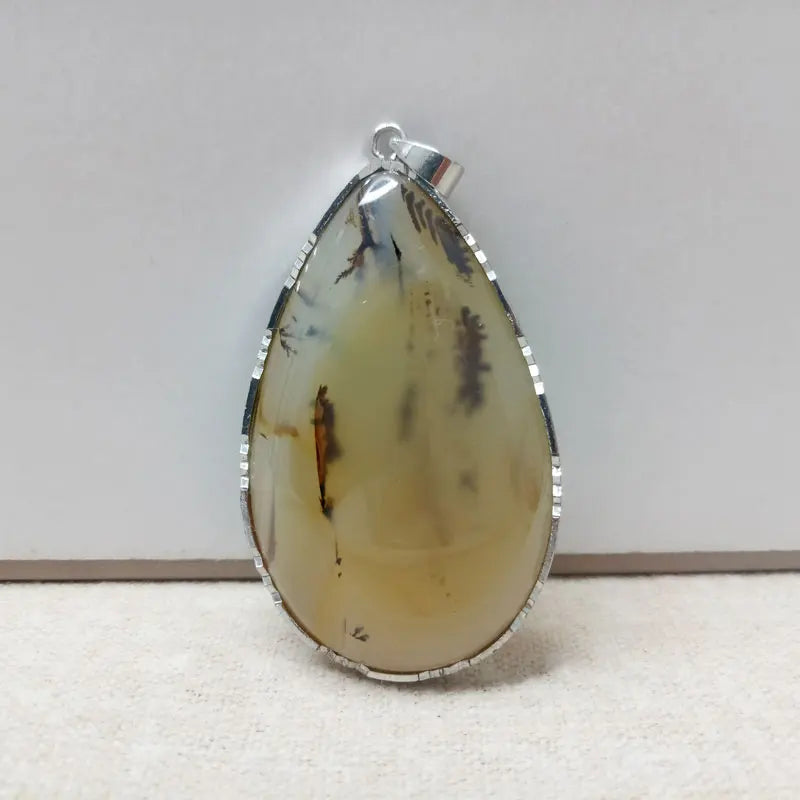 Madagascar Ocean Chalcedony Grass Flower Pendant Couple Gift