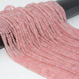 Madagascar Rose Quartz Faceted Rondelle Beads 4.9mm