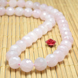 Madagascar Rose Quartz Faceted Round Loose Beads Gemstone Bracelet Necklace