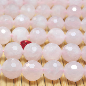 Madagascar Rose Quartz Faceted Round Loose Beads Gemstone Bracelet Necklace