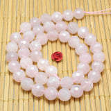 Madagascar Rose Quartz Faceted Round Loose Beads Gemstone Bracelet Necklace