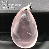 Madagascar Rose Quartz Pendant Pink Love Gift Crystal Beads Silver Water Drop
