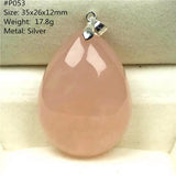 Madagascar Rose Quartz Pendant Pink Love Gift Crystal Beads Silver Water Drop