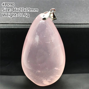 Madagascar Rose Quartz Pendant Pink Love Gift Crystal Beads Silver Water Drop